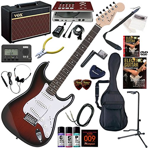 リアル エレキギターセット ギターの練習が楽しくなるcdトレーナー エフェクターも内蔵 と人気のギターアンプvox Pathfinder10が入った強力21点セット 初心者 エレキギター St 180 Rds レッドサンバースト Bisxs 入門 ストラトタイプ Photogenic 特別セーフ