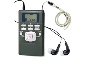 ZHIWHIS Mini Portable FM Radio, Stereo LCD Digital Display Tuning Pocket Walkmen Transistor Conference Receiver with Earphone, Small Pocket Radio Operated by AAA Batteries for Walking/Running