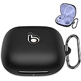 for Beats Powerbeats Pro 2 Case Cover with Keychain, Soft Silicone Case Cover for Beats Powerbeats Pro 2 Generation Full Shock-Absorbing Protective Case for Women Men Front LED Visible (Black)