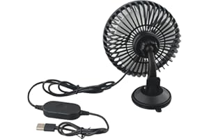 USB Suction Cup Fan for Car Dashboard, Single Head Cooling Fan with 360-Degree Adjustable Angle, 3-Speed Air Circulation, Com