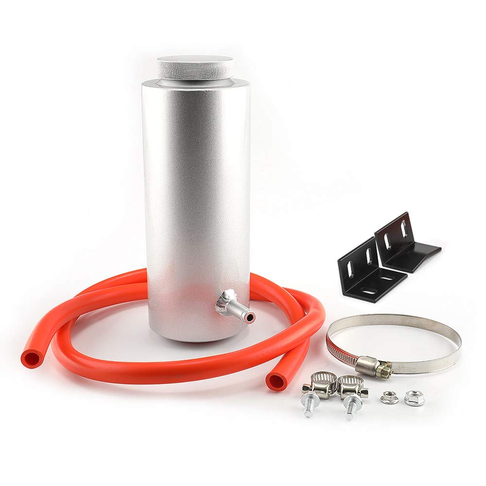 Topspeed Racing Radiator Coolant Tank 800ml Universal Coolant Expansion Tank Cooling Catch Bottle Overflow Reservoir Heatsinks Oil Catch Tank Aluminum Billet (silver)