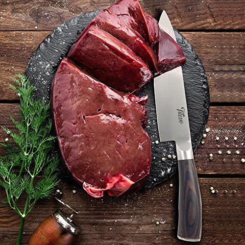 image for Tilevo Chef Knife - 8 Inch Carbon Steel Knife Sharp Blade & Balanced C