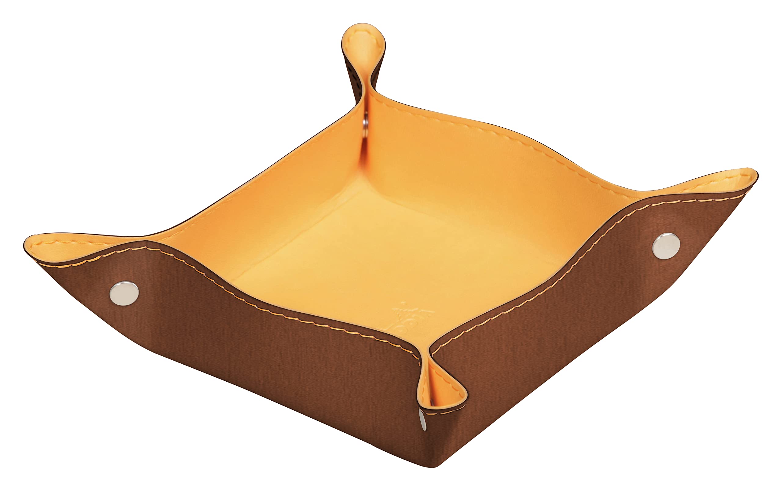 RHODIA 194584C - Copper Reversible Tidy Box - 12x12x4.5 cm - Orange Saddle Stitching, Magnetic Corners - Faux Leather - Home Office Collection Rhodiarama - Office Organization & Designer Storage — image 1