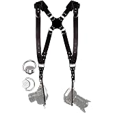 C Coiro Dual Camera Harness Leather Camera Strap DSLR/SLR, All-Day Comfort