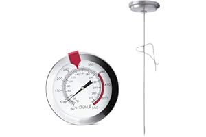 12" Deep Fry Thermometer with Clip Instant Read Dial 12 inch Stainless Steel Stem Cooking Thermometer for Turkey, BBQ, Grill
