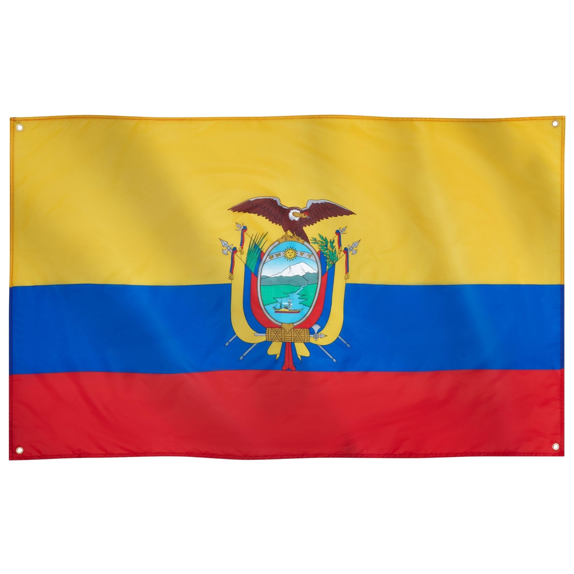 Runesol Ecuador Flag, 91x152cm, 3ft x 5ft, 4 Grommets, Eyelet In Every Corner, The Ecuadorian flag, The Republic Of Ecuador Flag, Foundation of Quito Day, Premium Flags, Inside, Outside, VIvid Colours — image 1