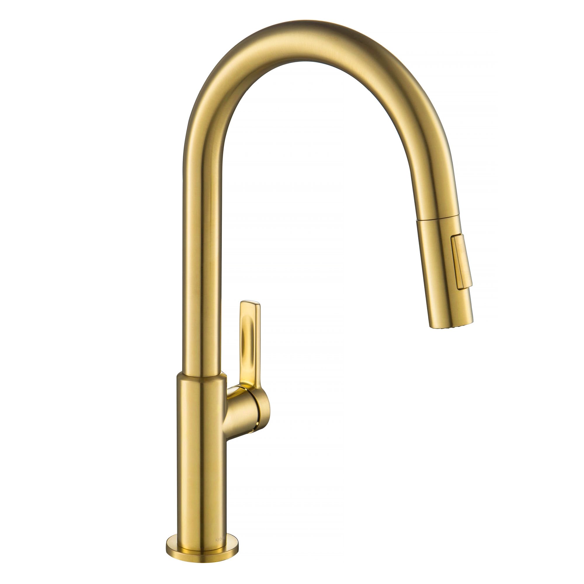 Photo 1 of KRAUS Oletto Single Handle Pull Down Kitchen Faucet in Spot-Free Brushed Brass, KPF-2820BB