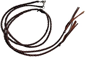 New Western Dark Brown Leather Braided Split Reins with Scissor Snaps
