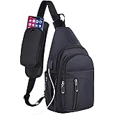 JENAGREEN Waterproof Sling Backpack Crossbody Sling Bag for Women Men, Multipurpose Travel Hiking Adjustable Chest Bag Casual Daypack