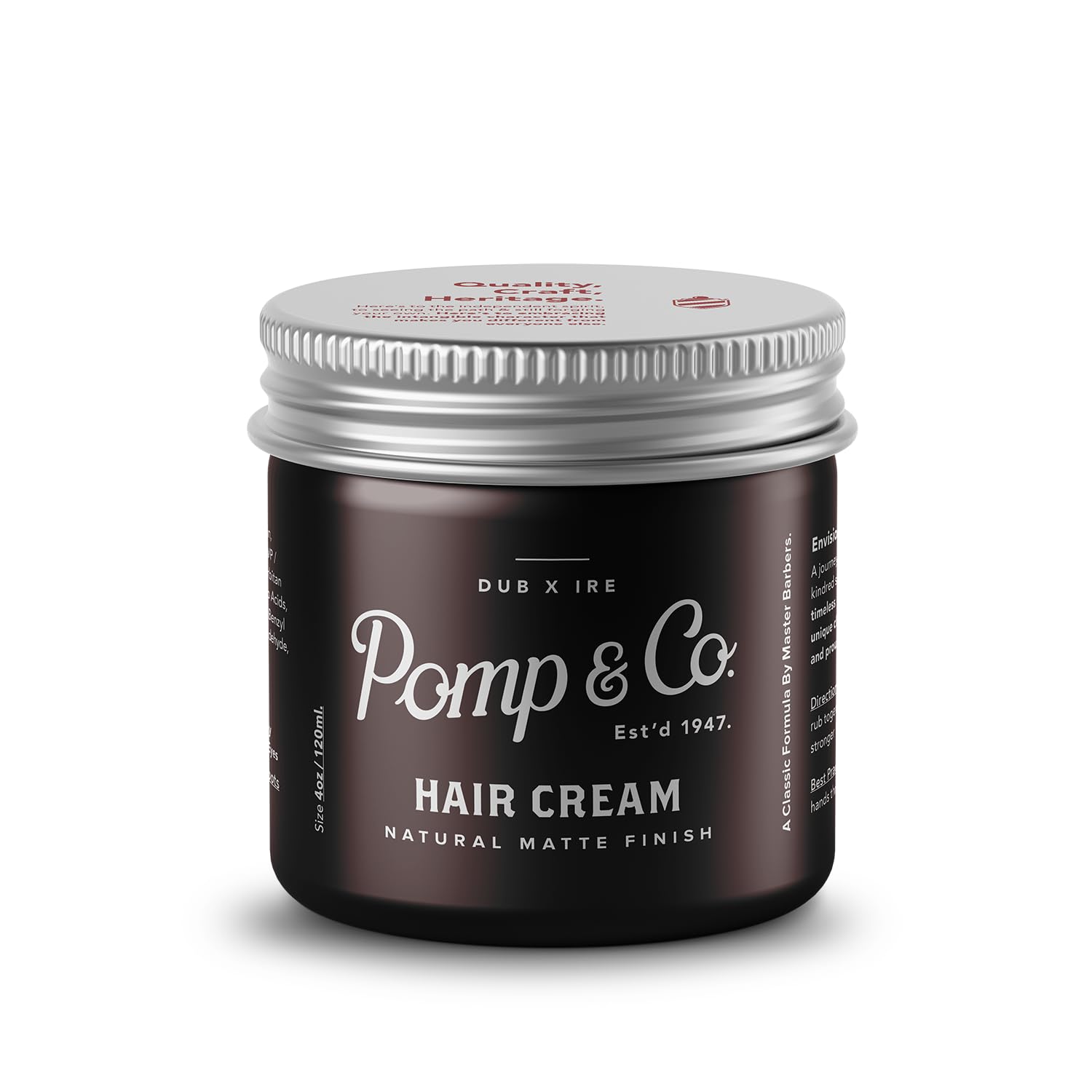 Pomp & Co Hair Styling Cream for Men, Water-Based Cream Pomade with Natural Matte Finish, Medium Strong Hold, Classic Scent, Lightweight Formula, 120ml