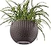 Dia 10.4 in. Round Self-Watering Hanging Planters for Indoor Outdoor Plants Plastic Resin Garden Hanging Baskets for Plants (brown)