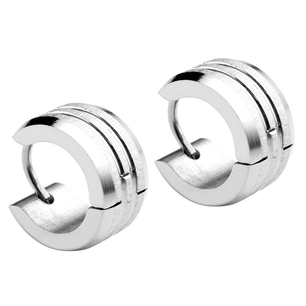 Zysta 4pcs Mens 18G Stainless Steel Silver, Gold, Unique Small Hoop Huggie Hinged Ear Stud, Hypoallergenic Snap Punk Earrings