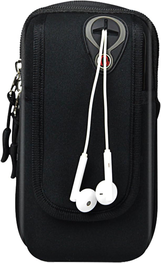 WATACHE Sports Arm Bag, Universal Unisex Armbands Exercise Workout Running Gym Armbands Phone Holder Pouch Case with Earphone Hole for iPhone, Samsung Galaxy and LG,#1Black