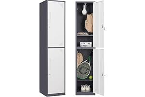 AFAIF Metal Storage Locker, Metal Locker with 2 Doors, 71" Tall Steel Storage Lockers for Employees, Locker Storage Cabinets Organizer for School, Gym, Home Office, Staff