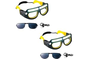 LED Rechargeable Headlight Glasses, with Motion Sensor and Touch Control, Hands-Free Lighting, 5 Modes and Rotate Headlamp,fo