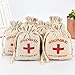 Maxdot 20 Packs Cotton Muslin Wedding Party Favor Bags Red Cross Bachelorette Hangover Kit Bags Recovery Kit Bags Survival Kit Bags Drawstring Bag, 6 x 3.9 Inches