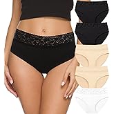 Altheanray Womens Underwear Cotton Panties for Women Bikini Underwear Soft Hipster Lace Breathable Ladies Briefs 5 Pack