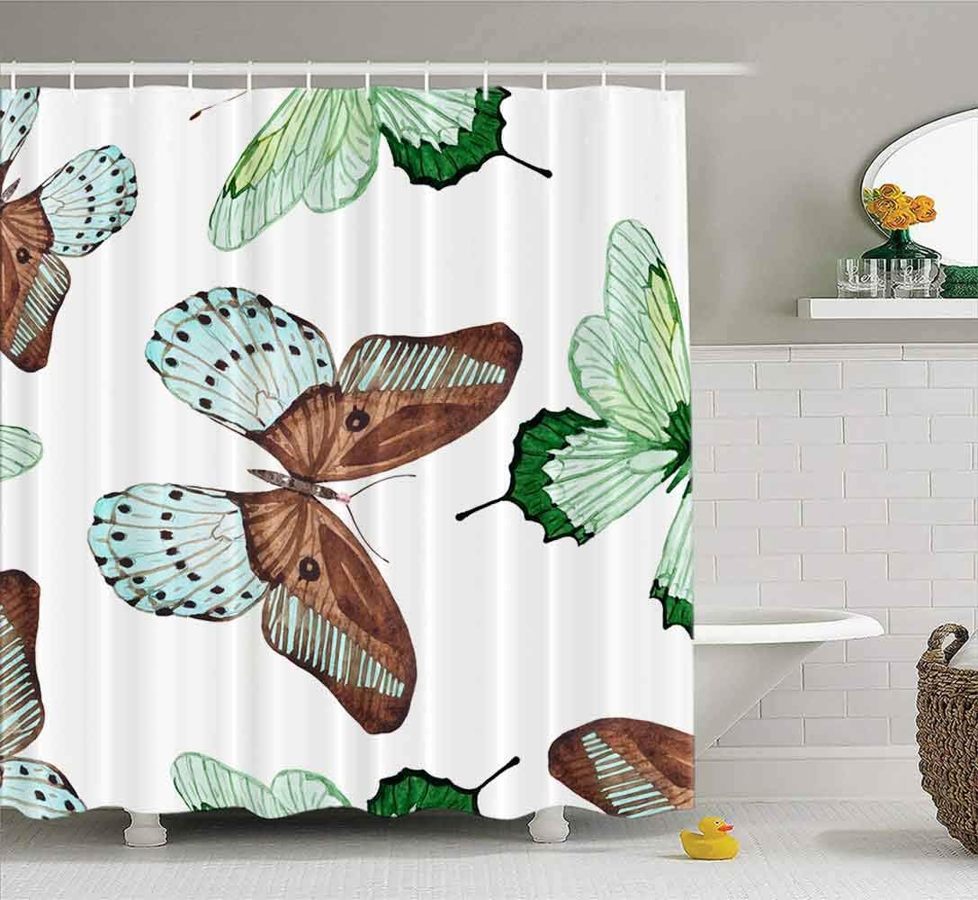 ROOLAYS Butterfly Shower Curtain, Fabric Shower Curtain