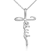 POPLYKE Cross Necklace for Women 925 Sterling Silver Faith Hope Jesus Necklace Religious Jewelry Christian Gifts for Women