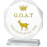 JUSTSY Goat Trophy Glass Award &ndash;&ldquo;Greatest of All Time&rdquo; Funny Trophy for Adults for Champions, Winners, Sports, Office &amp; Gift Giving