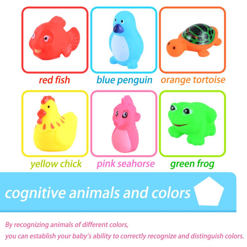 ixaer Rubber Animals, Cute Animal Toys, Colored Soft Rubber, Squeeze Sound Children Wash Shower Bath Toys, For Kids. (12pcs)