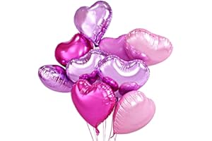 DELIGHTBOX 18" Pink Heart Foil Wedding Party Balloons Decorations, 12 pcs