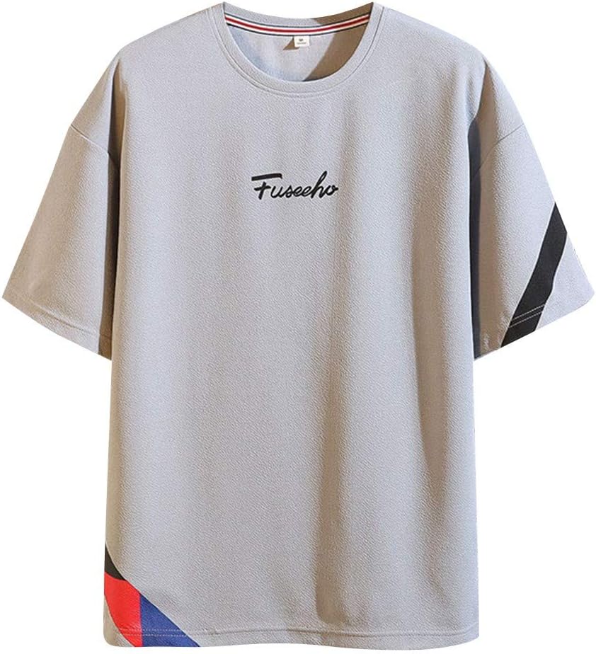 Gleamfut Men's Short Sleeve Blouse Summer Outdoor Wild Shirt Patchwork Printed Comfortable T-Shirt Tops