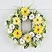 Collections Etc Yellow and White Daisy Wreath, Green