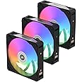 ALSEYE i12 PC Case Fan Kit, Three ARGB & PWM Case Fans kit with Snap-in Connection Structure (i12 kit Black)