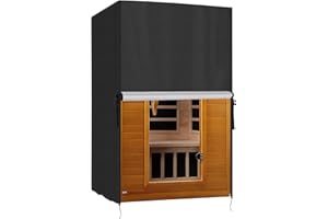 Safipotts Outdoor Sauna Cover, Heavy Duty Waterproof Sauna Cover for Dynamic Andora Wood Infrared Home Sauna,(Black, only cover) (47.6"x44.9"x73.6")