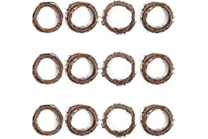 DomeStar 12PCS Grapevine Wreath, 4" Stick Wreath Twig Wreath DIY Wreath Natural Vine Wreath