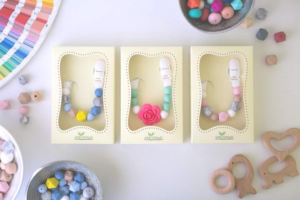Little Sprouts | 2 in 1 Pacifier Clip | Modern and Trendy | Teething Baby Silicone Beads | Girl's Binky Holder | Best for Teether Toys, Stuffed Animals, Soothie/MAM, Infant Blankets & Drool Bibs : Baby