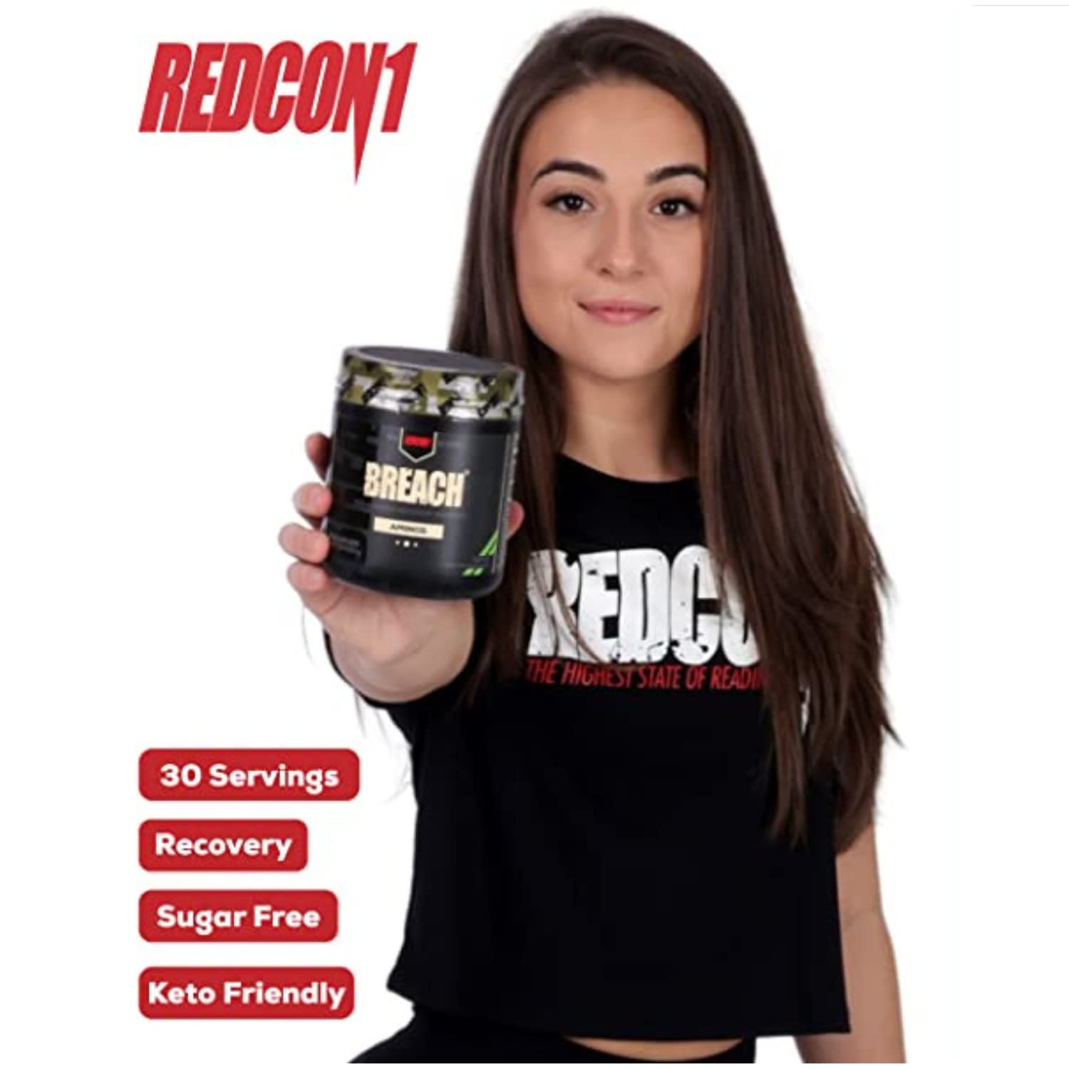 REDCON1 Breach BCAAs, Tiger's Blood - Keto Friendly + Sugar Free Essential Amino Acids for Recovery - Contains BCAAs L-Leucine, L-Isoleucine & L-Valine (30 Servings)