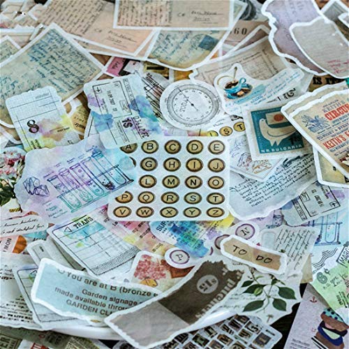 DIY Decorative Sticker, Vintage English Series Stamping Silver Sticker Washi Sticker for Diary Album Notebook Scrapbook Lifelog Cell Phone Notebook Suitcase Cute Stationery Sticker, Pack of 60pc (2#)