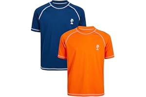 iXtreme Boys Swim Shirt - 2 Pack Rashguard UPF 50+ Quick Dry Rash Guard Short Sleeve for Infant Toddler & Big Boys (12M-18)