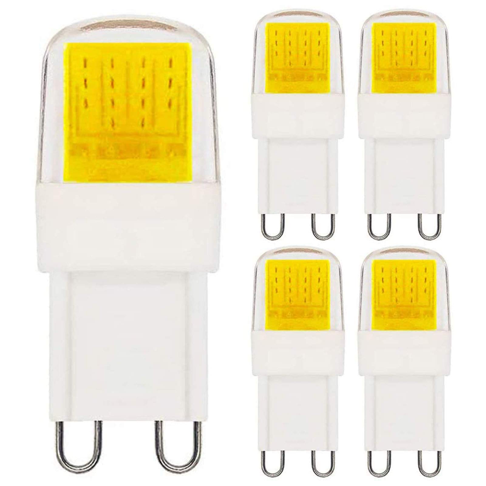 ZHENMING Flat G9 2W LED Bulb Cool White 6000K Compact Short 40mm Dimmable Equivalent 20W Halogen Lamps Light Bulbs 230V, 5 Pack