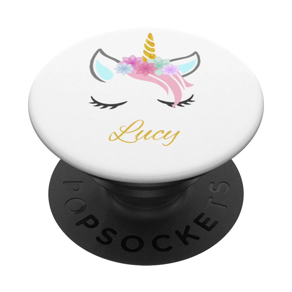 Lucy Name Gift - Personalised Cat Unicorn PopSockets Grip and Stand for Phones and Tablets