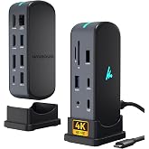 Type C 14 in 1 Wozoyo Docking Station, PD 100W, 2X4K@60Hz HDMI, 4K DisplayPort, 2XType-C 10Gbps, USB 10Gbps, Gigabit Ethernet, AUX Port, Compatible Thunderbolt 4, macOS, Windows, Android &amp; iOS