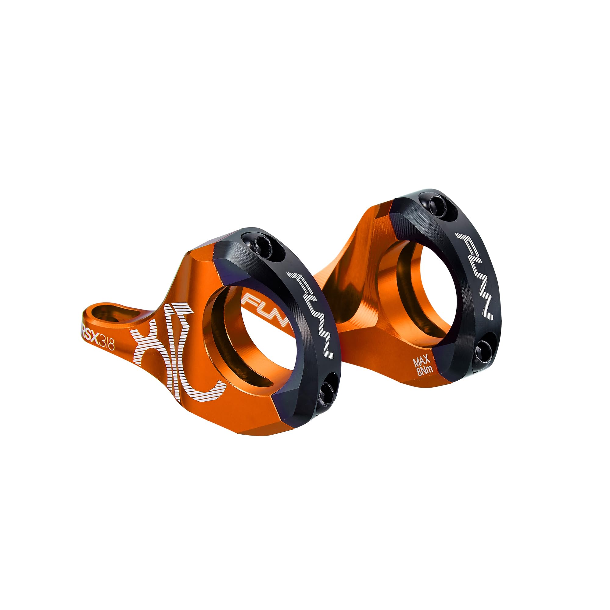 Funn RSX Mountain Bike Direct Mount Bike Stem with 31.8mm Bar Clamp, 2 Pieces Lightweight Split Design for Dual Crown Forks, Adjustable Extension 45-50mm with 30mm Rise (Orange)