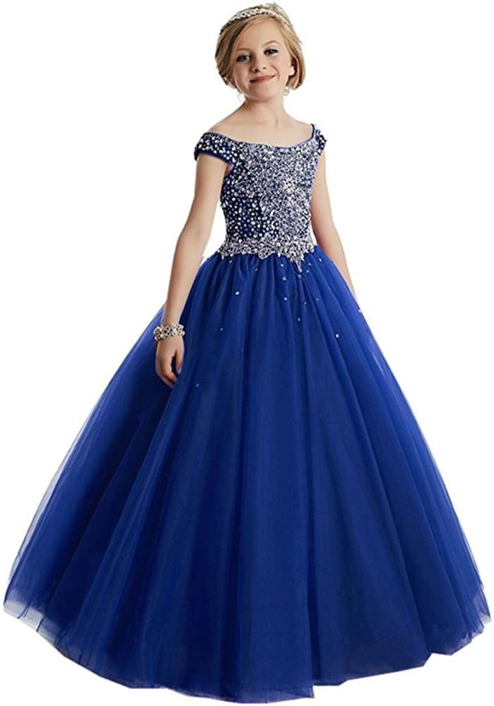 MemoryTU Flower Girls' Birthday Party Prom Ball Gown Floor Length Wedding Pageant Dresses