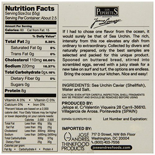 Jose Andres Foods Sea Urchin Caviar, 5.3 Ounce