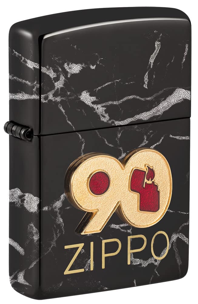 Zippo - Windproof Lighter, 90th Anniversary Commemorative, Highly Polished Black, 360° Photo Image, Refillable, Reusable, Gift Box, Made in the USA