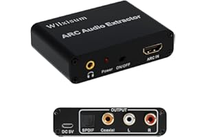 Wilxisum HDMI Arc Audio Extractor, ARC to RCA+Optical+3.5mm+Coaxial Converter/Adapter, RCA,3.5mm Output Volume Adjustable(cec