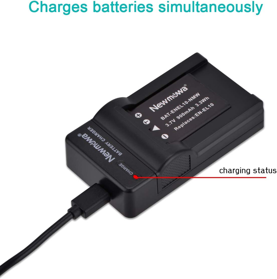 Newmowa Replacement EN-EL10 (2) Battery and Micro USB Portable Charger Kit for Nikon Coolpix S60, S80, S200, S202, S203, S205 - Image 5