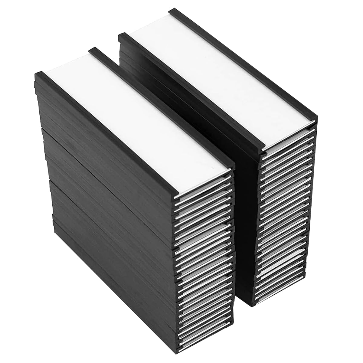 CENPEK 50pcs Magnetic Label Holder 76x25mm C-Shaped Label Clip With 50 Transparent Protective Films And 100 White Paper Strips For Warehouse Shelves, Wall Cabinets And Drawers