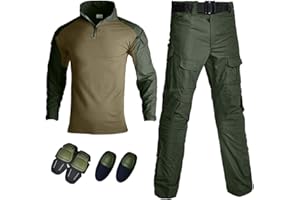 HAN·WILD Men's Military Uniform Tactical Suit Combat Shirts and Pants BDU Airsoft Paintball Clothing with Knee Pads