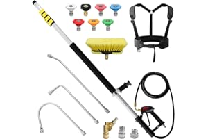 janz 24 FT Pressure Washer Telescoping Lance with Power Washer Extension Wand,Gutter Cleaner, 5 Spray Nozzle Tips, 2 Hose Ada