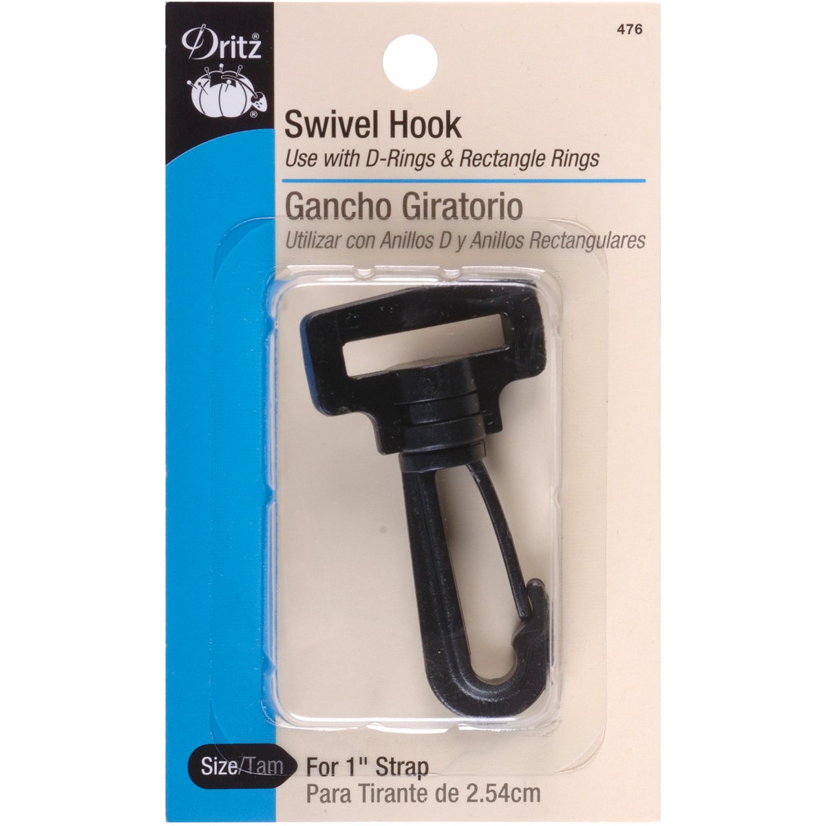 Dritz Swivel Hook for 1-Inch Strap, Cotton, Black, 2.54 cm