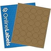 1.5 Inch Round Brown Kraft Labels - Pack of 3,000 Circle Stickers, 100 Sheets - Inkjet or Laser Printer - Online Labels