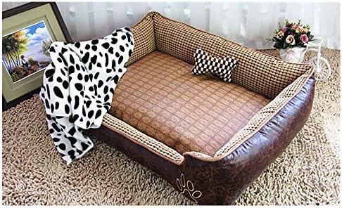 MM PET SUPPLIES Pets Bed,Soft Dogs Cats Summer Beds Vintage Beds for Small Medium Large Dogs Kitty with Detachable Washable Removable Waterproof Cover|Pillow,Blanket and Bed-mat as Present